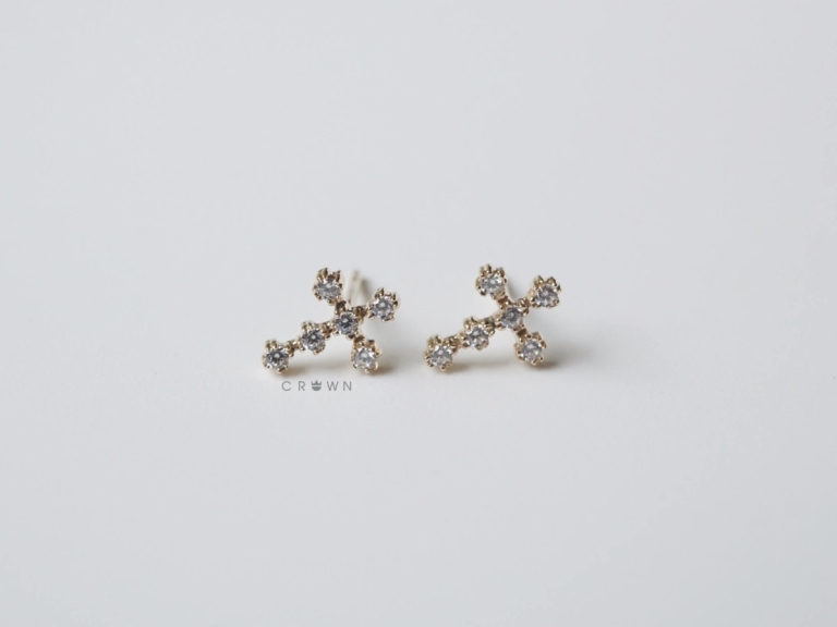 MINI CROSS PAVE EARRINGS