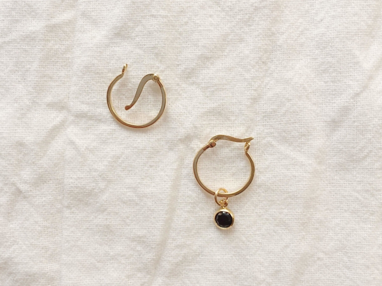 STONE HOOP EARRINGS
