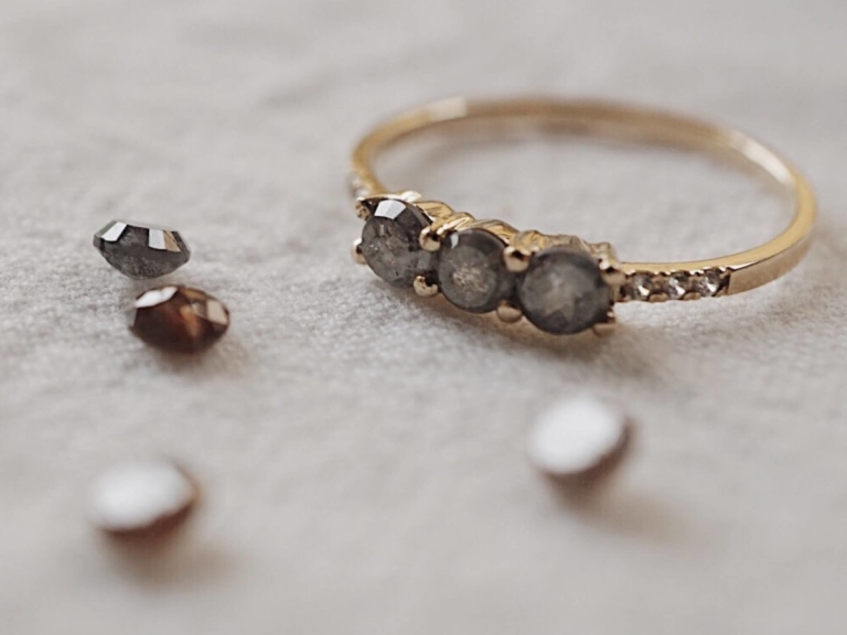 TRI RAW DIAMOND PAVE RING