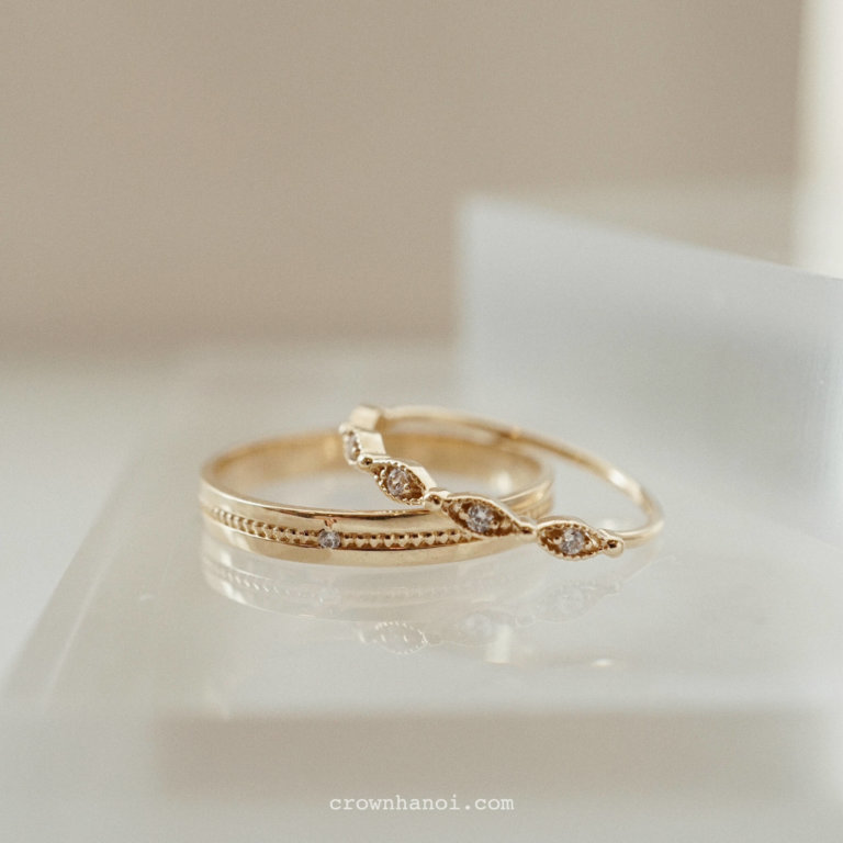 MILGRAIN RING – 3MM & EYELET SKINNY RING – CROWN