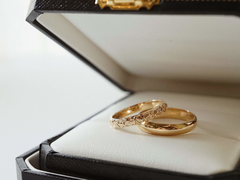 BOTANICAL BAND RING & D-SHAPE BAND RING 4MM