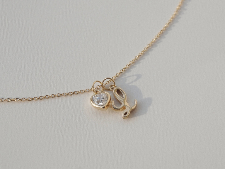 HEART STONE LETTER NECKLACE