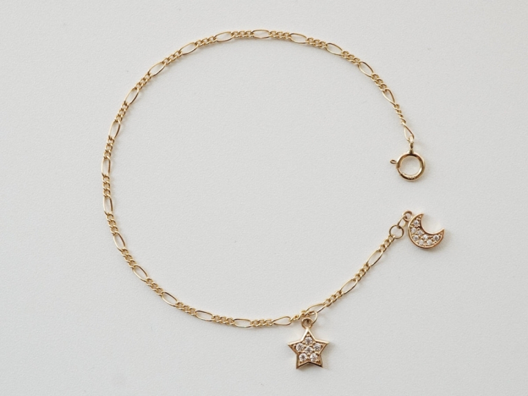 PAVE CRESCENT STAR FIGARO BRACELET