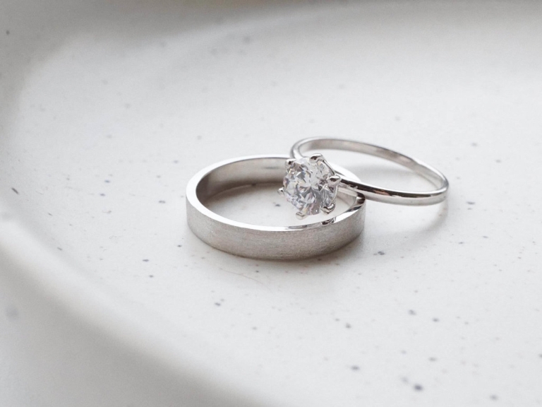 6 PRONG SOLITAIRE RING & BAND RING - 3MM
