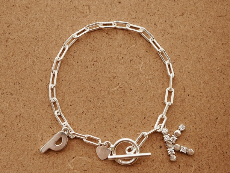 LETTER - TOGGLE CLASP RECTANGLE CHAIN BRACELET (S)
