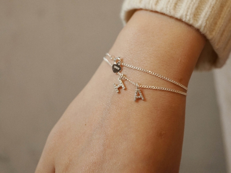 PAVE LETTER - DUO CURB BRACELET (S)