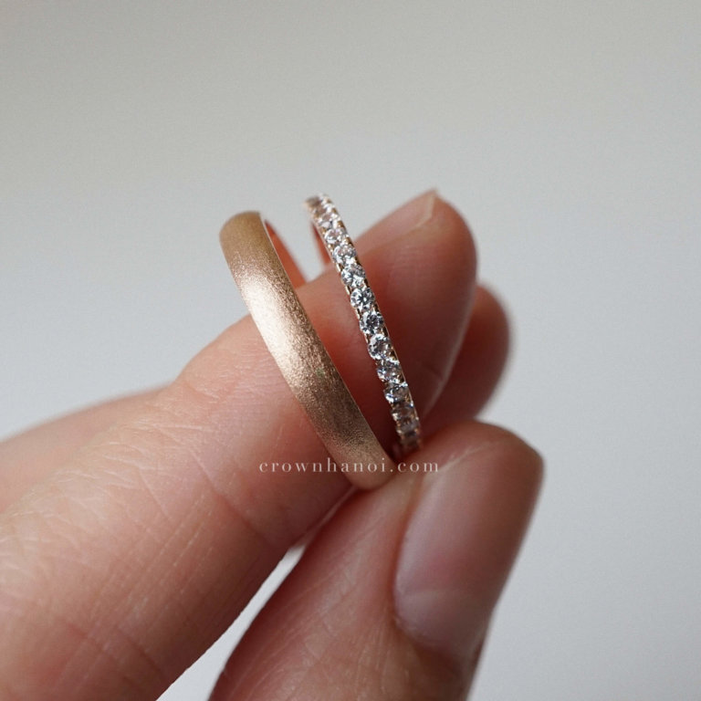 D-SHAPE BAND RING – 3MM & BOLD PAVE ETERNITY RING – CROWN