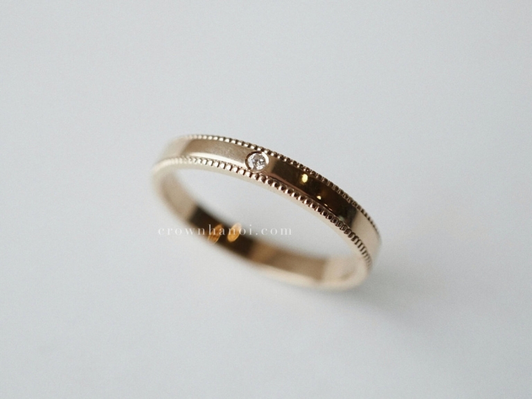 STONE DOUBLE MILGRAIN RING 3MM