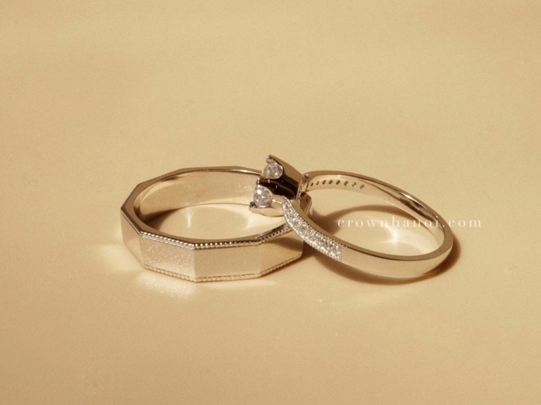 DECAGON MILGRAIN RING - 4.5MM & 6 PRONG SOLITAIRE MILGRAIN ETERNITY RING
