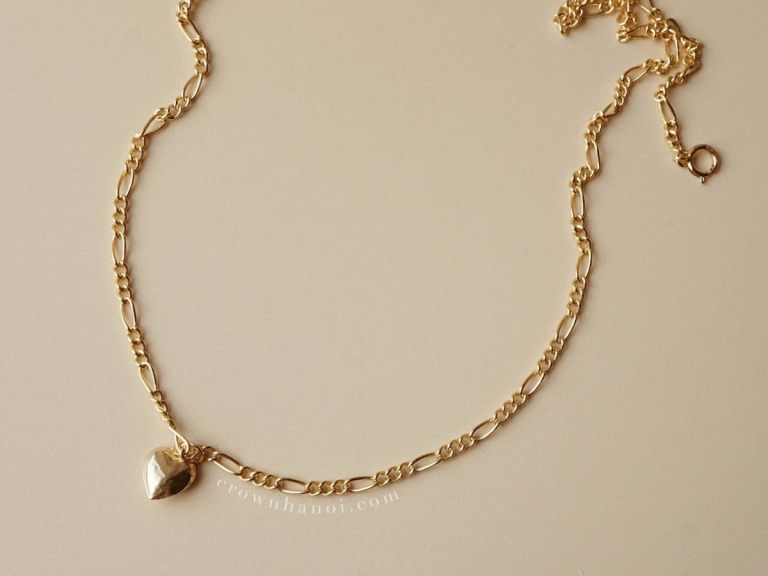 PUFF HEART FIGARO NECKLACE (GF)
