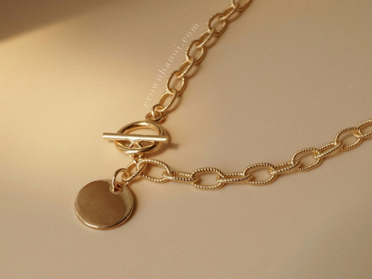 CLASSIC DISC - TOGGLE CLASP OVAL CABLE NECKLACE (GF)