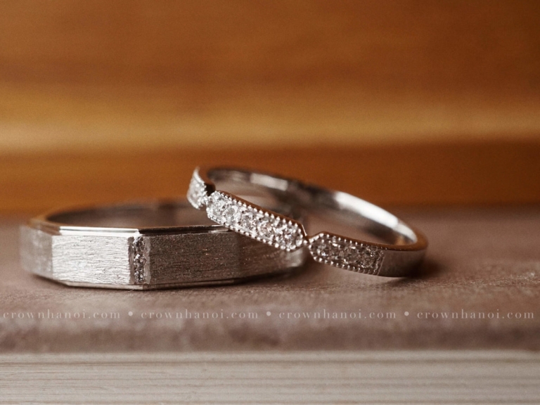 DECAGON BAND RING & FRENCH PAVE RING