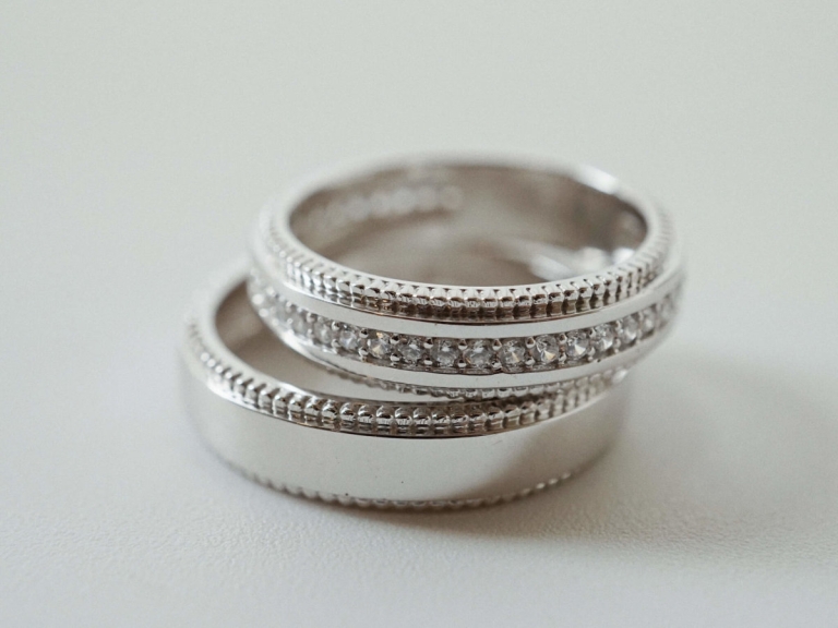 HOLLOW DOUBLE MILGRAIN RING - 4.5MM & MILGRAIN CHANNEL SET RING (PLATINUM)