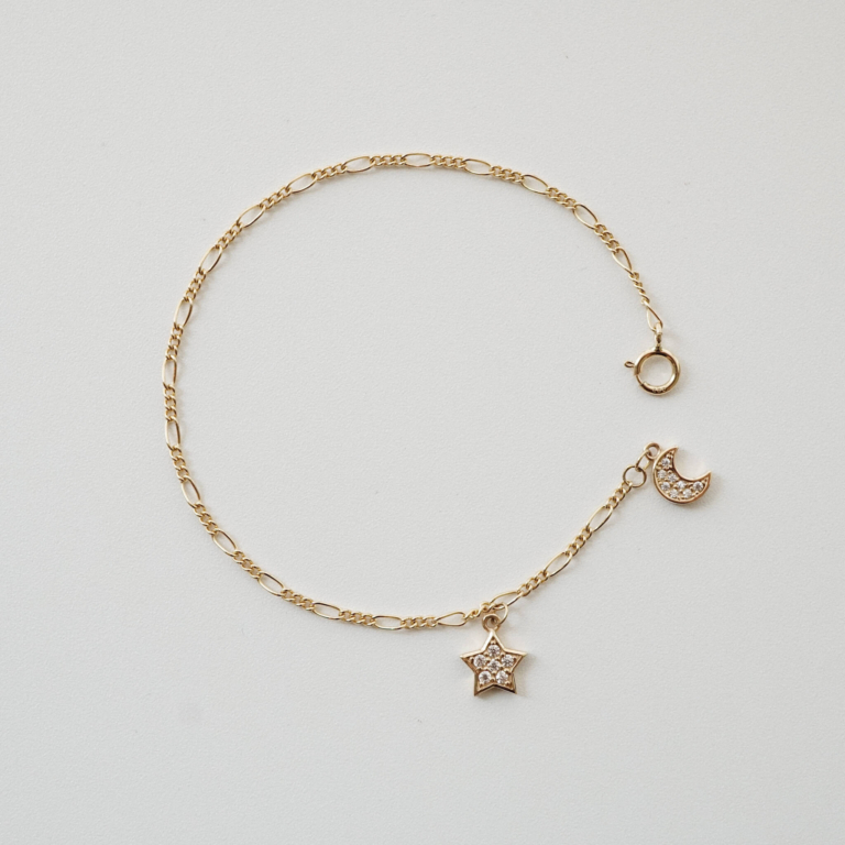 PAVE CRESCENT STAR FIGARO BRACELET