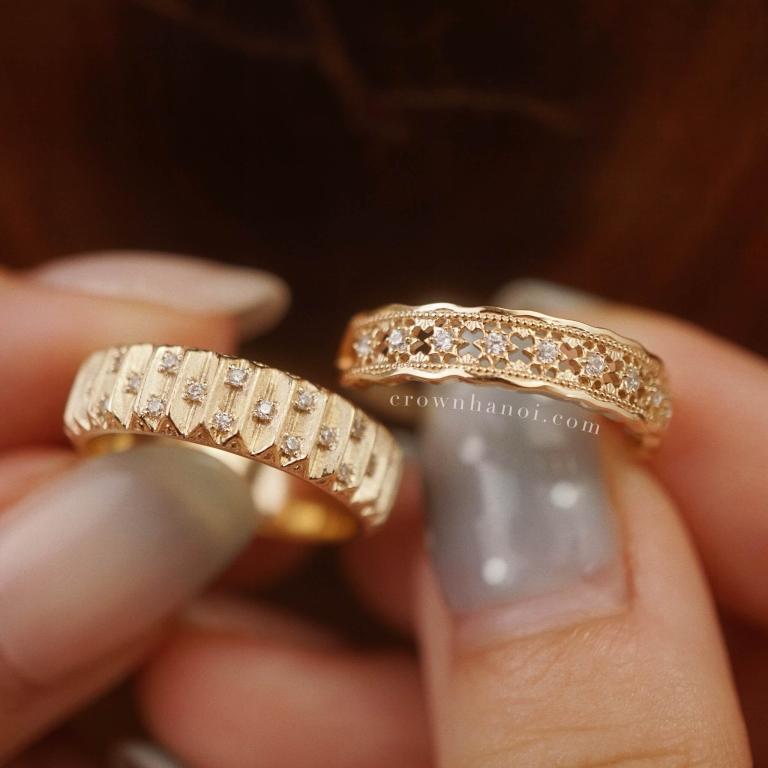 ATLAS BAND RING & ASTER LACE RING