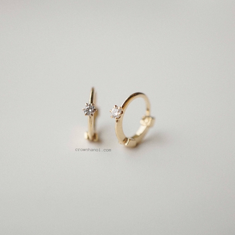 STONE MINI HOOP EARRING