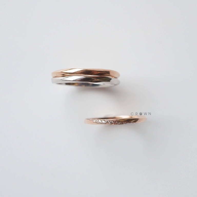 DOUBLE TWIST MATTE RING & PAVE TWIST RING