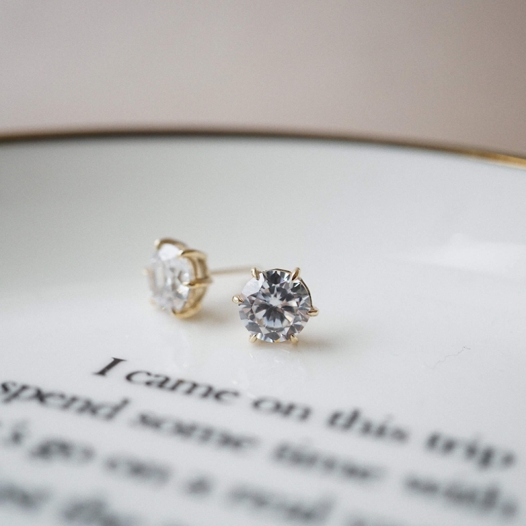 BOLD STONE STUD EARRINGS - 8MM