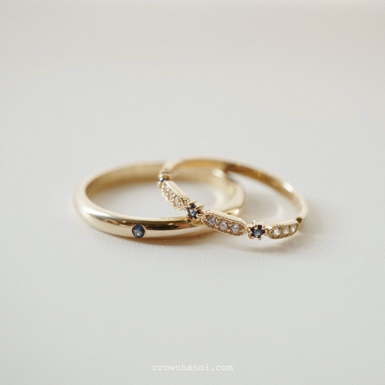 SAPPHIRE UNO RING & SAPPHIRE FRENCH PAVE RING