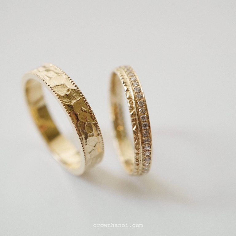MULTIFACET DOUBLE MILGRAIN RING & FRINGE PAVE RING