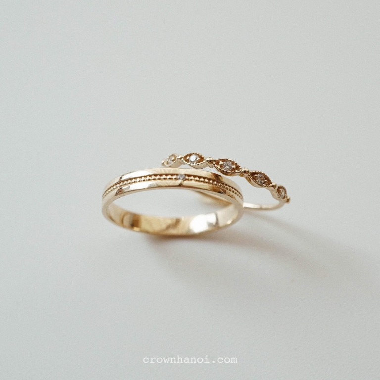 MILGRAIN RING - 3MM & EYELET SKINNY RING