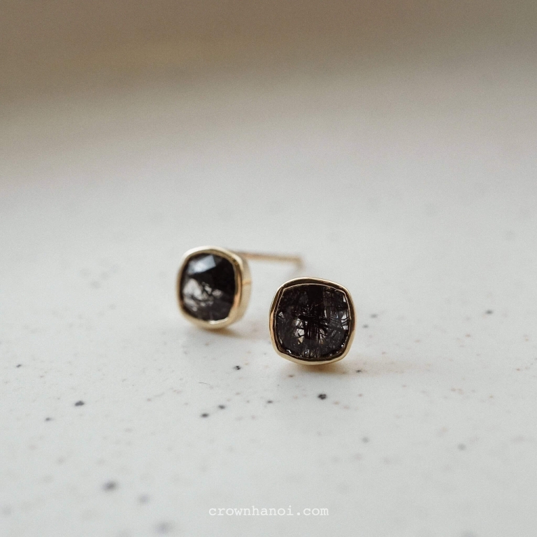 CUSHION RUTILATED QUARTZ EARRINGS