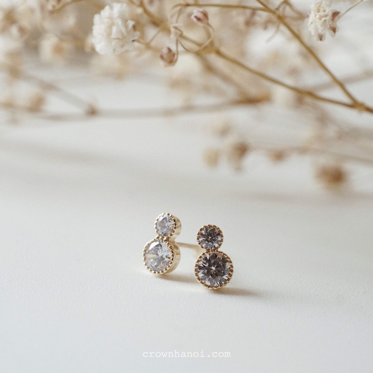 DUO STONE MILGRAIN EARRINGS