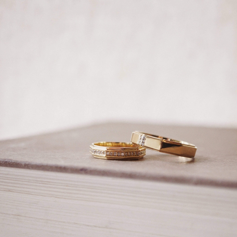 DECAGON PAVE RING & DECAGON DUO BAND RING