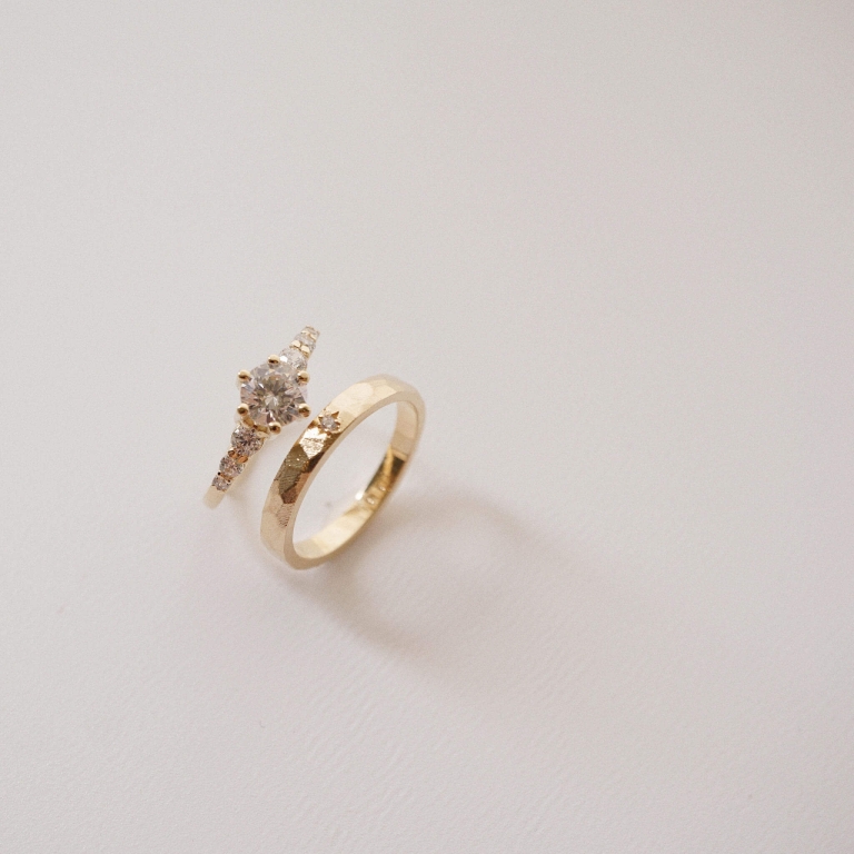 DAINTY SOLITAIRE RING & STARDUST FACET RING
