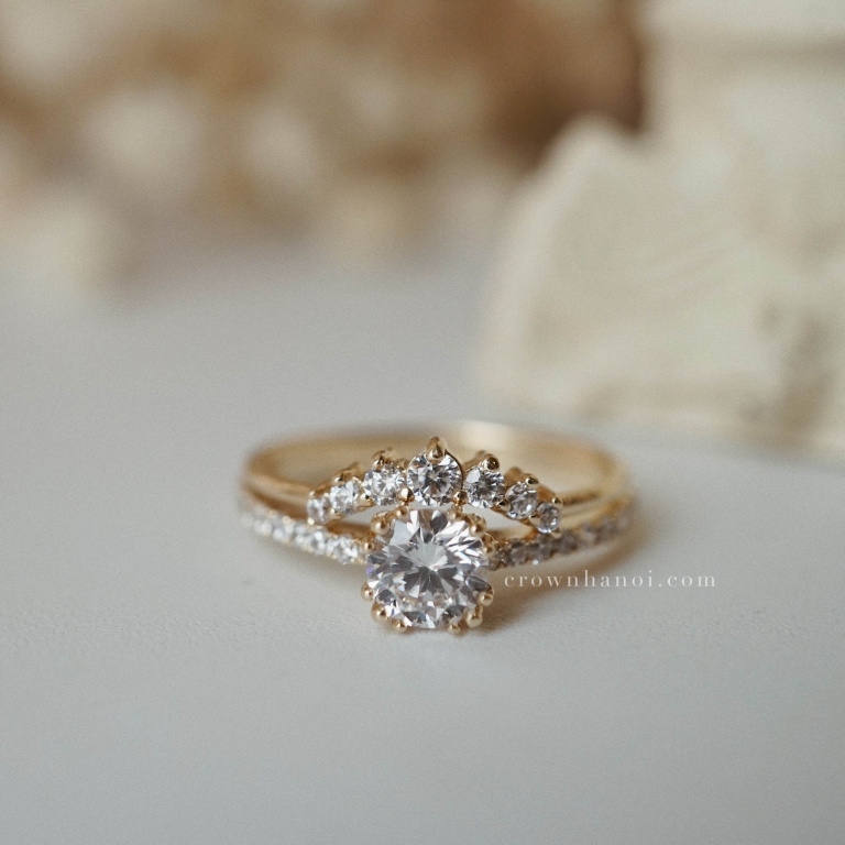 CATHEDRAL SOLITAIRE PAVE RING & ARCH SKINNY RING
