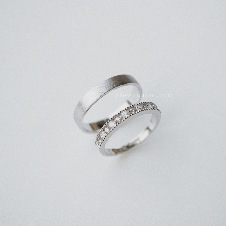 BAND RING 3.5MM & FRENCH LACE RING
