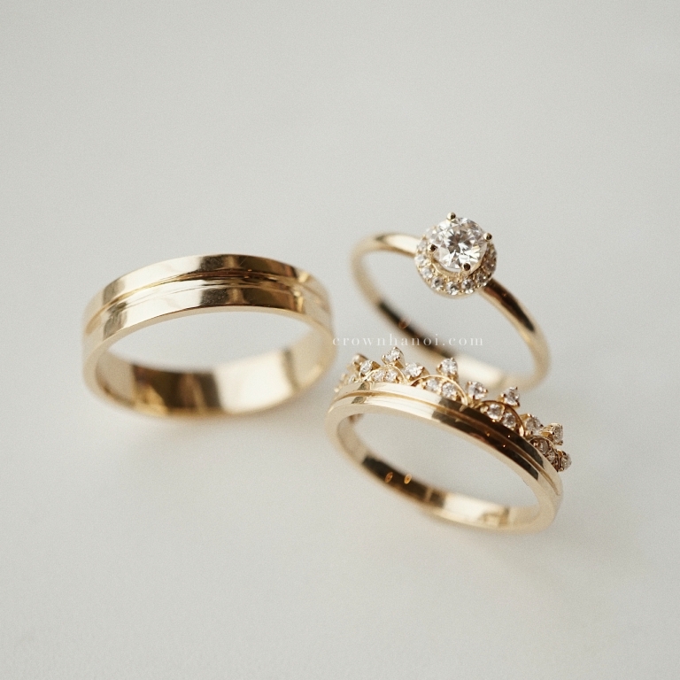 ROUND HALO RING & HALF TIARA BORDER RING & MIDDLE BORDER RING 4.5MM