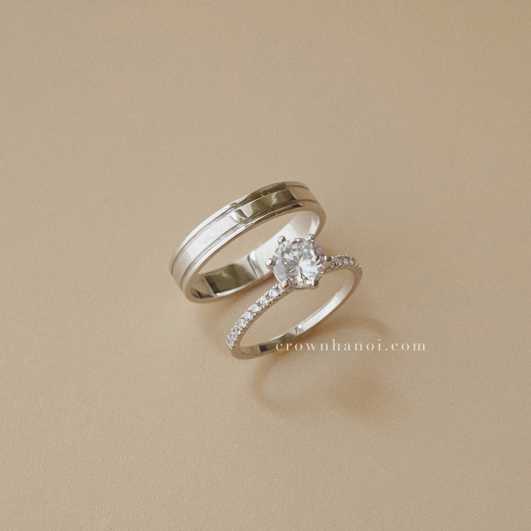 6 PRONG SOLITAIRE PAVE RING & BORDER RING