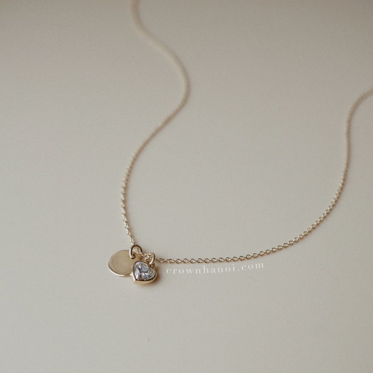 MINI DISC - HEART STONE NECKLACE