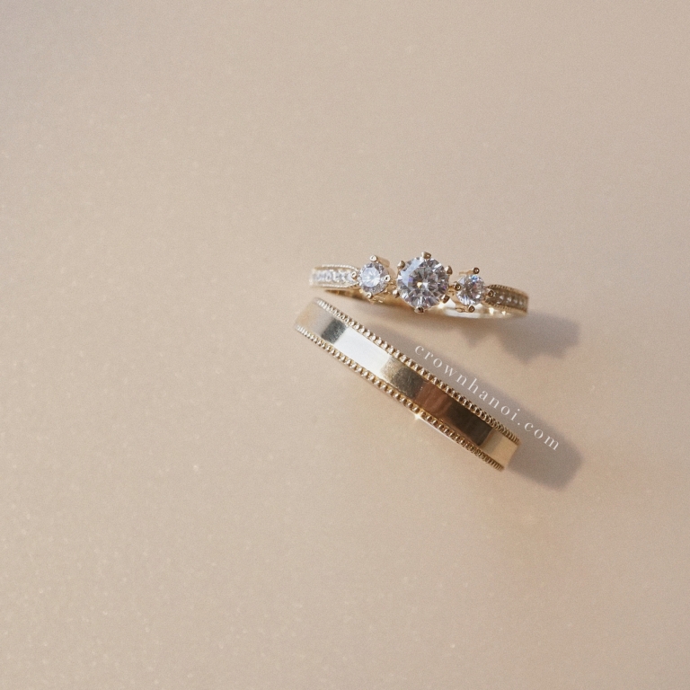 DOUBLE MILGRAIN RING & THREE STONE MILGRAIN ETERNITY RING