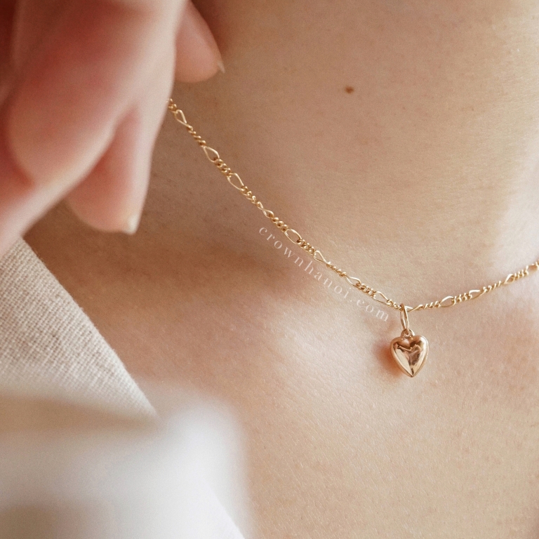 PUFF HEART FIGARO NECKLACE