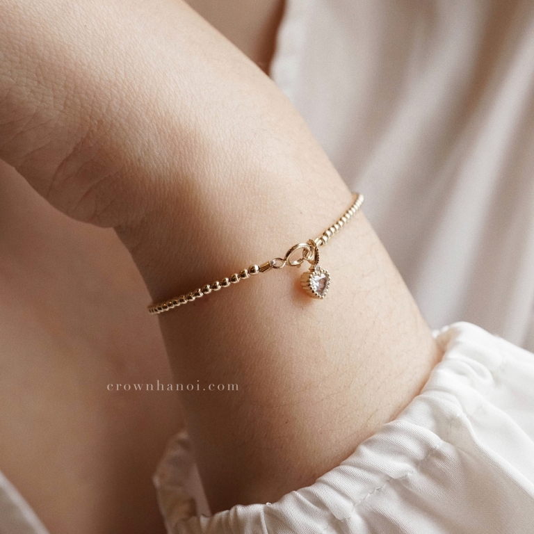 HEART STONE MILGRAIN - BEADED BRACELET 2MM