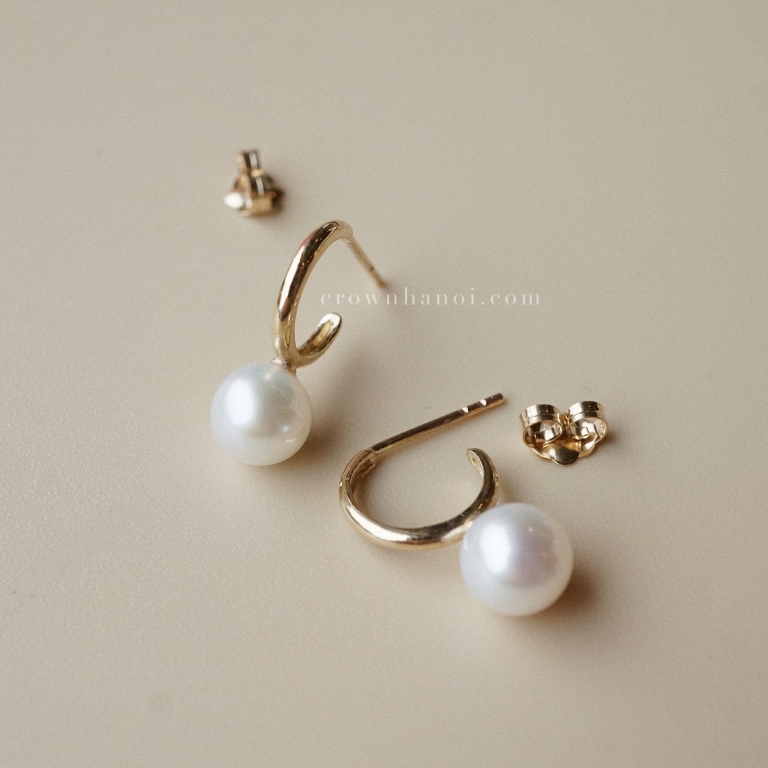 PEARL DROP OPEN HOOP EARRINGS