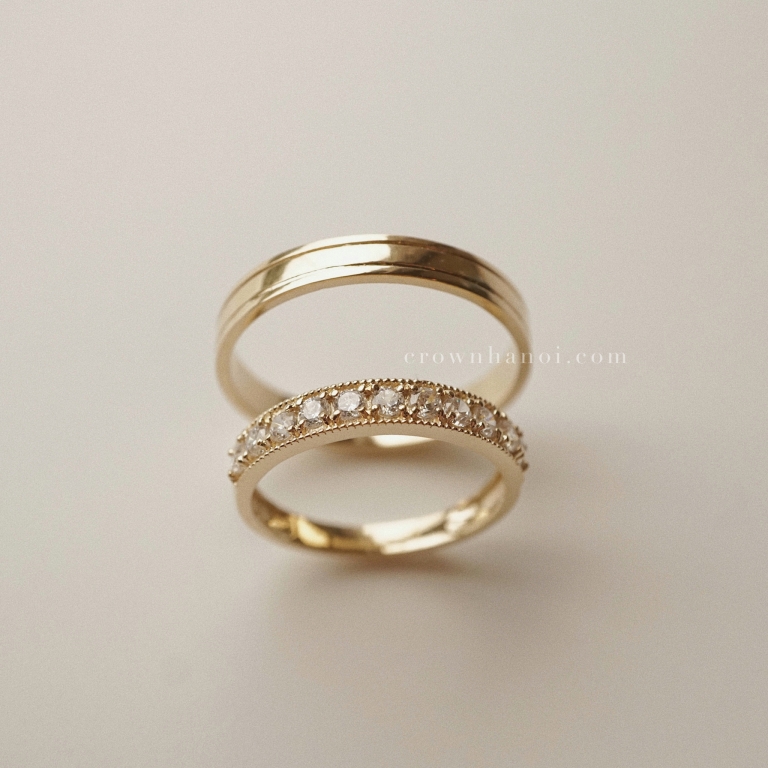 BORDER RING 3MM & BOLD MILGRAIN ETERNITY RING