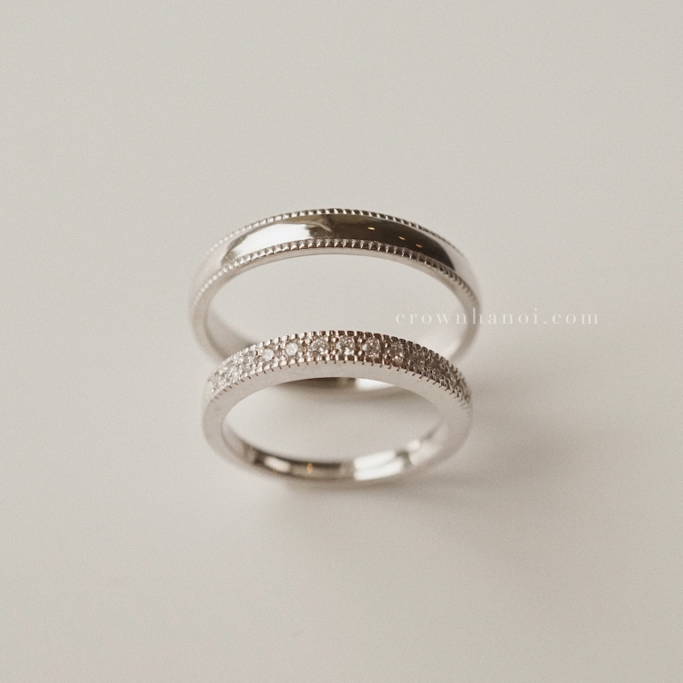 DOUBLE D-SHAPE MILGRAIN RING 3MM & MILGRAIN ETERNITY RING