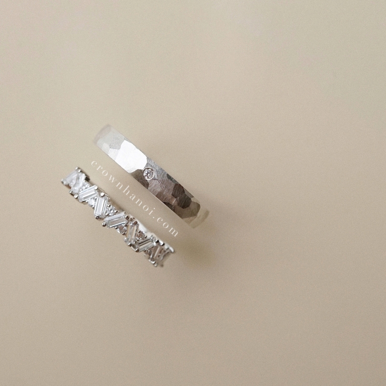 BENZEL FACET RING - 3.5MM & BAROQUE ARCHITECTURE RING (PLATINUM)
