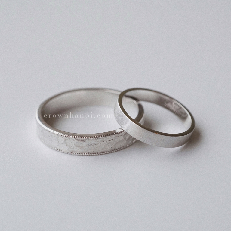 MULTIFACET DOUBLE MILGRAIN RING & BAND RING 3MM (PLATINUM)