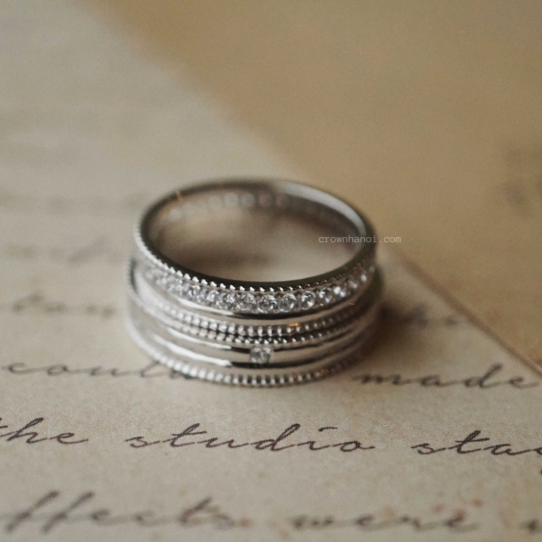 EMPEROR MILGRAIN COUPLE RING (PLATINUM)