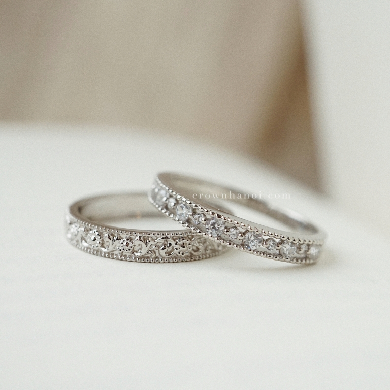 RENAISSANCE ART INSPIRED RING & FRENCH LACE RING (PLATINUM)