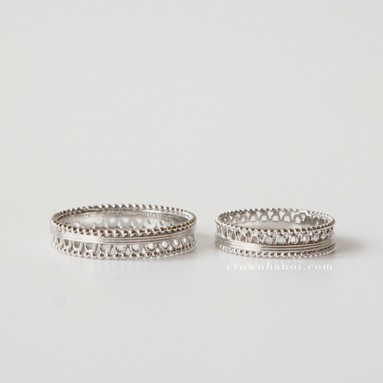 MILGRAIN GOTHIC COUPLE RING (PLATINUM)