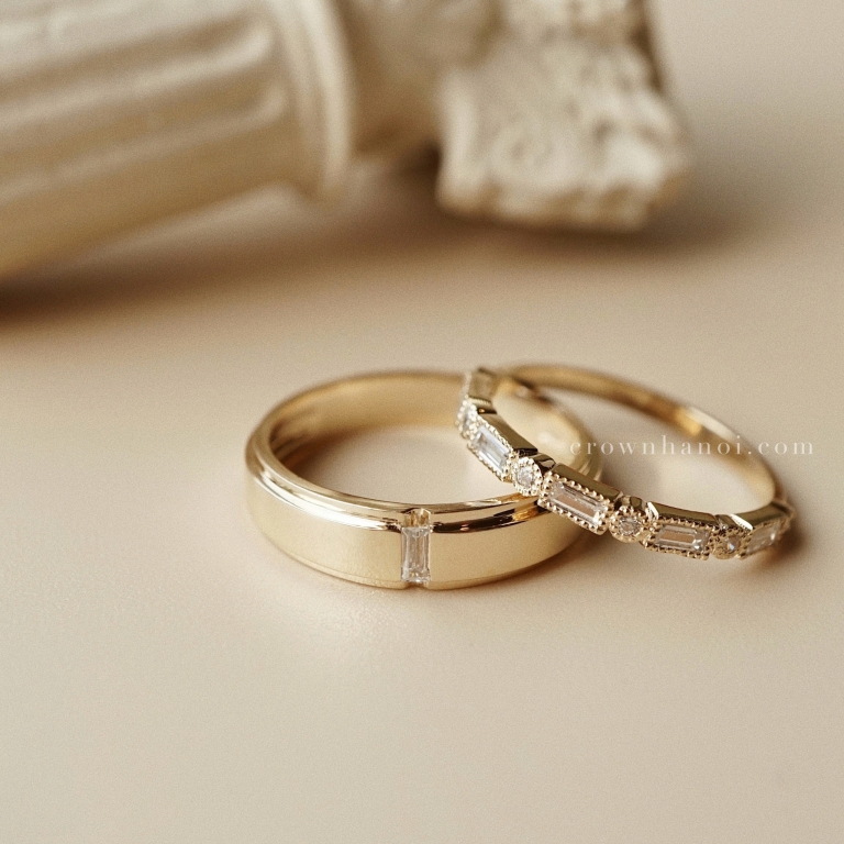 BAGUETTE BAND RING & RECTANGLE ALTERNATE RING