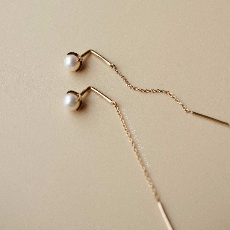 MINI PEARL L SHAPE EARRINGS