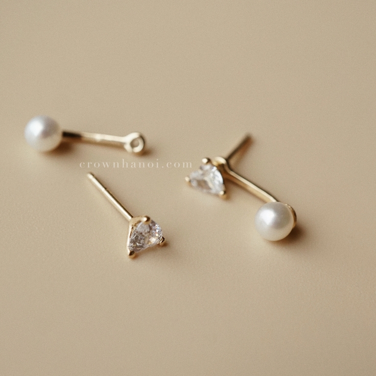 HEART STONE PEARL EAR JACKETS