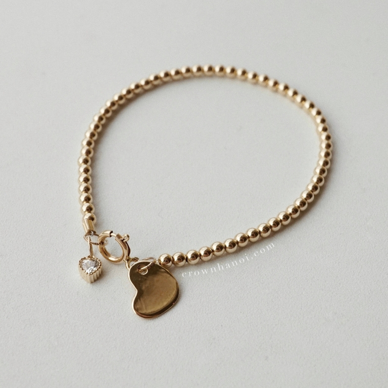 HEART BEADED BRACELET - 2MM