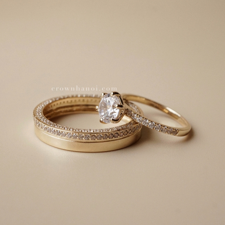 BAND PAVE RING & 6 PRONG SOLITAIRE PAVE RING
